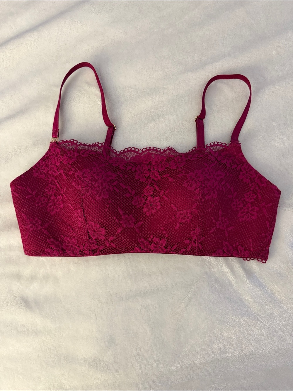 VS Lace Bralette – Berry Pink Adjustable Straps